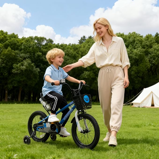 WinHope Kids Bike, 12-18 Inch Toddler Bicycle with Removable Training Wheels and Dual Brakes, Children Bike for Beginner with Adjustable Seat and Headlebar for 2-9 Years Boys Girls, Multiple Colors