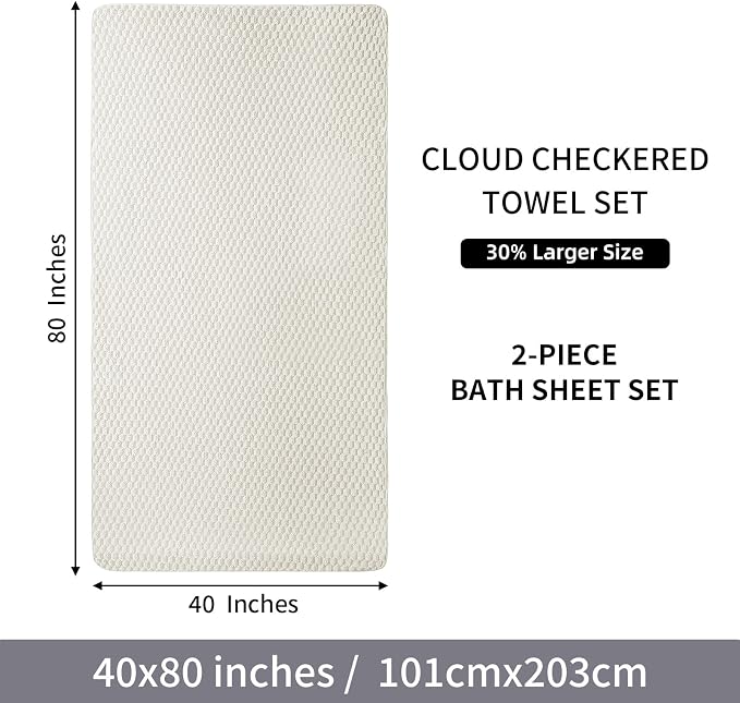 Extra Large Bath Towel Sheet-40x80 Inches Oversized,Super Soft,Quick Dry,Microfiber Shower Towels Highly Absorbent,Plush Bathroom Towels for Adults, Premium Quality (Cream, 2PCS)