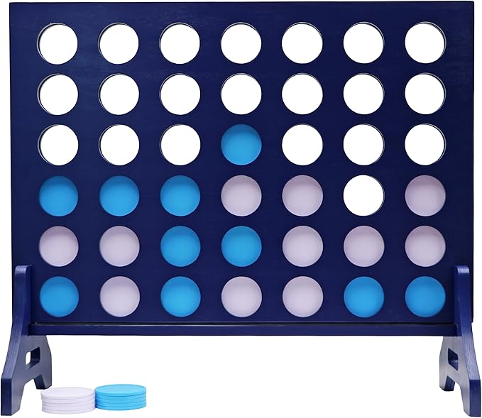 Tailgating Pros Premium Navy Giant Four in a Row with Carrying Case - Jumbo Oversized Outdoor Yard Game - Connect Multiple Pucks in a Row to Win - Many Puck Colors Available!