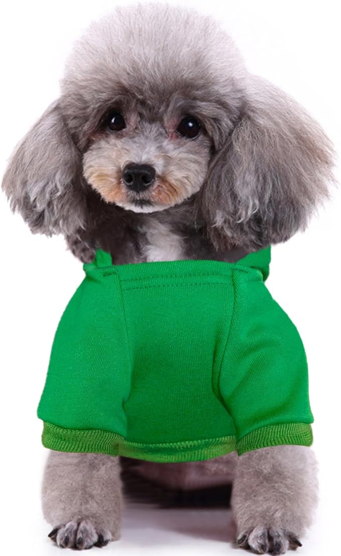 Jecikelon Winter Printed Dog Hoodies Sweatshirts Warm Clothes for Small Dogs Chihuahua Coat Puppy Clothing Cat Custume (Green, Medium)