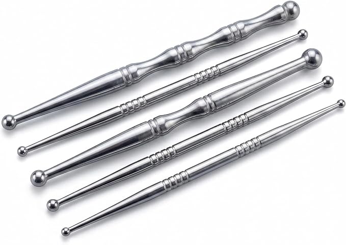5PCS Stainless Steel Acupressure Tool Set,Trigger Point Massage Tools for Pressure Point Therapy, Reflexology & Deep Tissue Massage, Professional Meridian Massage Sticks for Face, Body & Muscle Relief