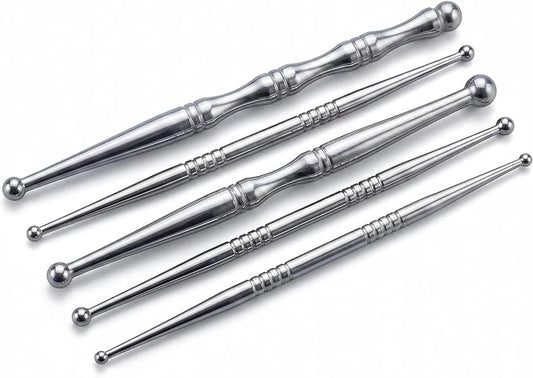 5PCS Stainless Steel Acupressure Tool Set,Trigger Point Massage Tools for Pressure Point Therapy, Reflexology & Deep Tissue Massage, Professional Meridian Massage Sticks for Face, Body & Muscle Relief