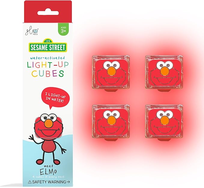 Glo Pals x Sesame Street Water-Activated Light-Up Cubes for Sensory Play (Elmo - Cubes Only) - Valentine Day Gift