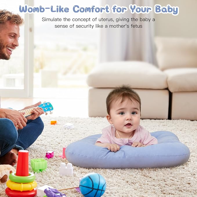Baby Lounger for Newborn, Bionic Design Baby Lounger, Soft Organic Cotton Breathable Lounger for Infants 0-24 Months (Blue)