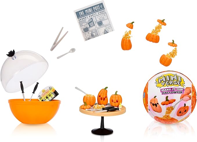 MGA's Miniverse Make It Mini Halloween (3 Pack), Beetlejuice, Mini Collectibles, Mystery Blind Packaging, Spooky, Halloween, Seasonal, DIY, Crafts, Resin Play, Replica Food, NOT EDIBLE, Collectors, 8+