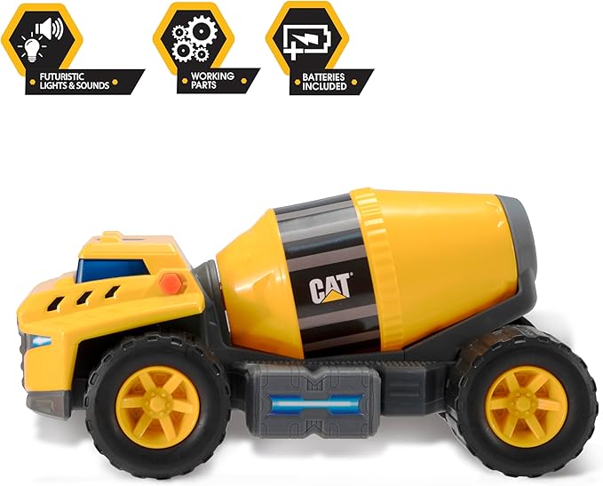CAT Construction Toys, Future Force Cement Mixer Toy, with Lights and Sounds, Ages 3+ Yellow - Electro-Power Sounds, Next-Gen Glow Effects, Articulated Features - Indoor/Outdoor Play!