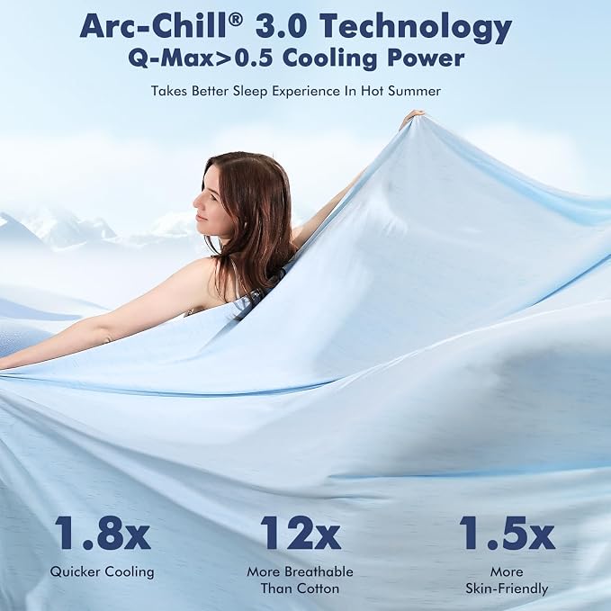 Elegear Double-Sided Arc-Chill® 3.0 Cooling Blanket for Hot Sleepers, Twin | Q-Max>0.5 Cooling Fabric, Absorbs Heat to Keep Body Cool, Lightweight Summer Blankets for Night Sweats & Menopause, 59"x79"