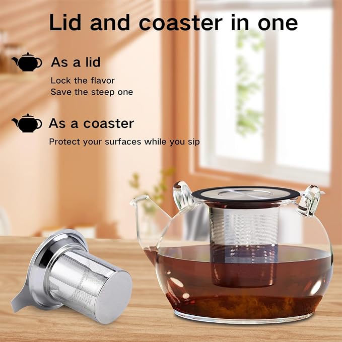 Gute 2 Pack Tea Infusers for Loose Tea, Food Grade Silicone and 304 Stainless Steel Extra Fine Mesh Tea Strainer for Tea, Coffee, Teapots, Mugs
