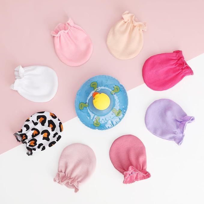 BQUBO Newborn Infant Toddler Mittens No Scratch Cotton Elastic Wrist Gloves Hypoallergenic for 0-6 Months Baby Boys Girls