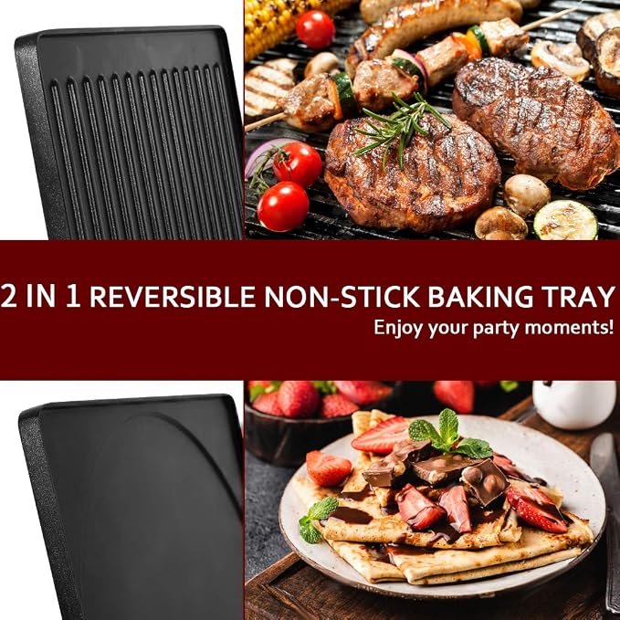 CUSIMAX Raclette Grill Electric Grill Table Portable 2in1 Korean BBQ Grill | Reversible Non-stick Plate, Crepe Maker with Adjustable Temperature Control, 8 Paddles & Shovels/Adjustable Temperature