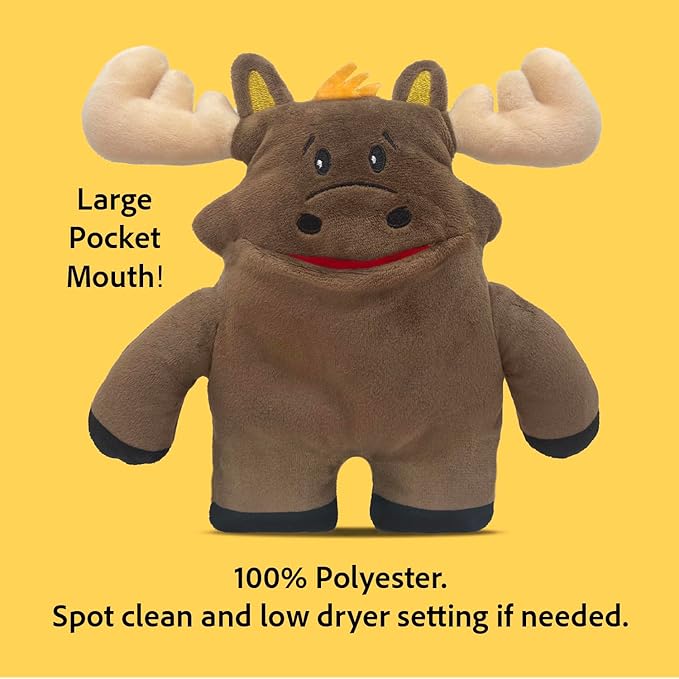 The Tooth Brigade Tooth Fairy Pillow | Stuffed Plush with Large Pocket Mouth for Lost Teeth, Treasures, Prizes - Fun and Interactive Plush, Perfect Kids, Boys, & Girls Gift (Twigs Moose)
