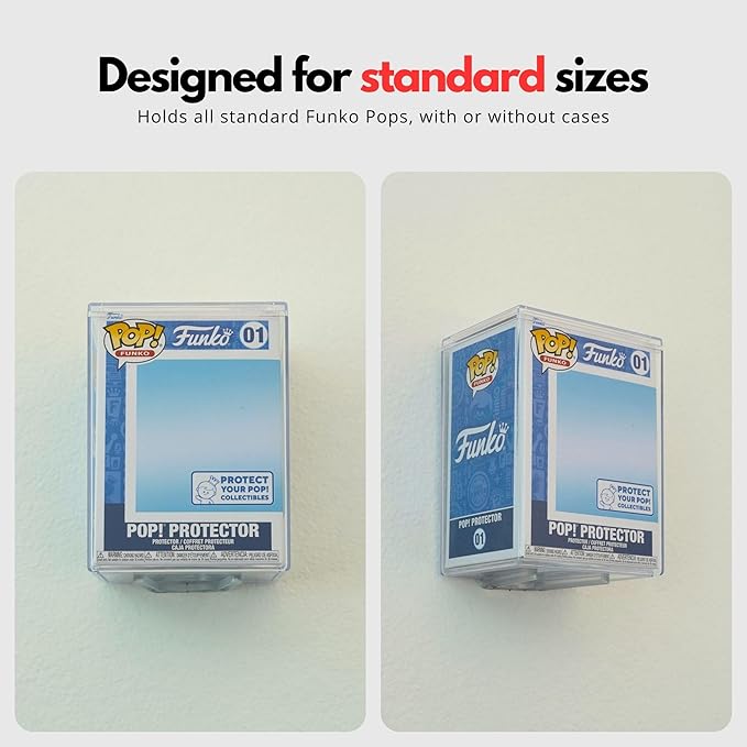 Modern JP Adhesive Display Shelf for Funko Pop Boxes (16-Pack) – Clean Mount for Funko Pop Display – Easy Adhesive Install – Box-Safe, No-Drill Setup – Clear