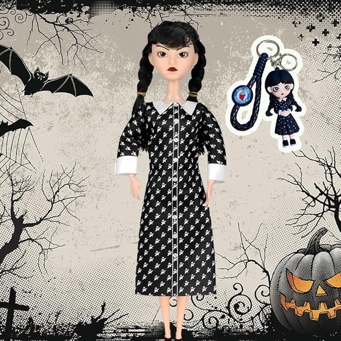 Dumwick 11.5'' Adams Doll with Gift Box, High Heels, Black Dress, and Hair, Perfect Christmas and Birthdays Toy Gift for Girls & Fans(B3)