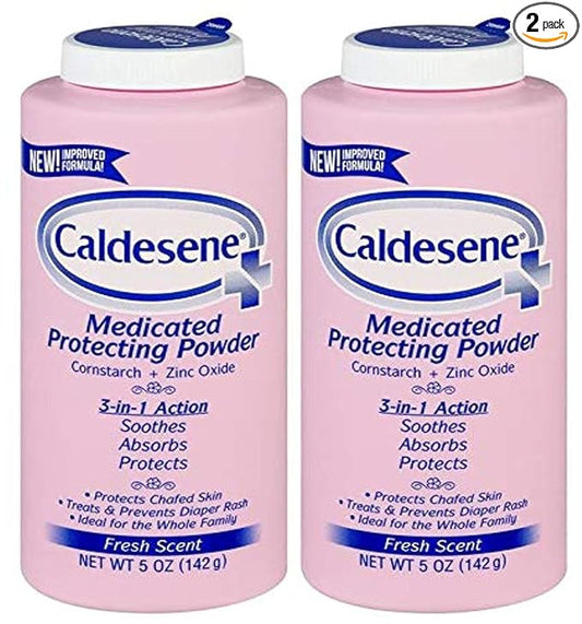 Caldesene Medicated Protecting Body Powder with Zinc Oxide and Cornstarch, Talc Free, 5 Oz (Pack of 2)