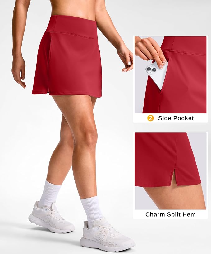 14"/16" Skorts with 3 Pockets | Side Slits, High Waisted, Built-in Shorts, A Line, Casual, Pickleball, Athletic, Golf, Tennis Skirt, for Women