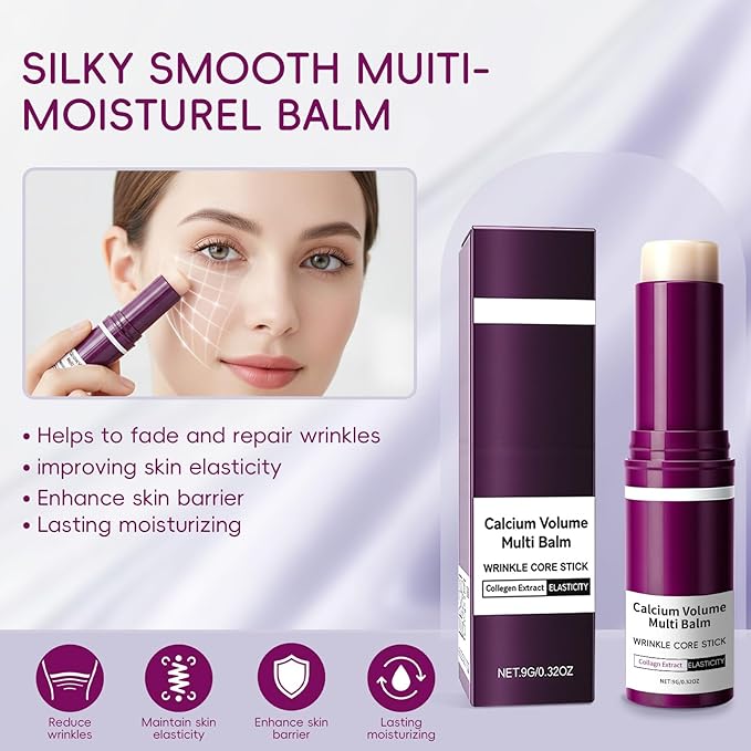 Cementerre Calcium Multi Balm Stick, Korean Calcium Volume Multi Balm, Collagen Moisturing Stick, Anti-aging, Wrinkles, Sagging, Hydrating, Firming Skin, Suitable for Eyes, Face & Neck-Purple