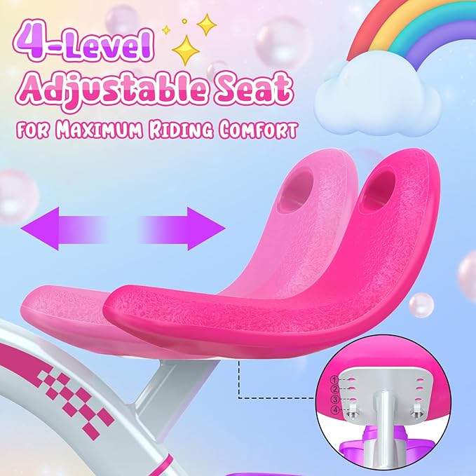 Toddler Tricycle for 1-3 3-5 Year Olds, 2 3 4 5 Year Old Girl Birthday Gifts, Toddler Baby Bike, Outdoor Riding Toys for Ages 2-4, 4-Level Adjustable Seat, 3 Color Light Wheels, 2 Baskets