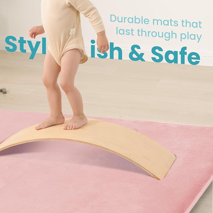 Huloo Sleep Baby Play Mat for Floor,50"×65" Playpen Mat for Toddler,Infant,Kids,1.3" Thick Elasti Foam Non-Slip Nursery Rug,Water Repellent Soft Padded Floor Mats for Tummy Time,Crawling(Pink)
