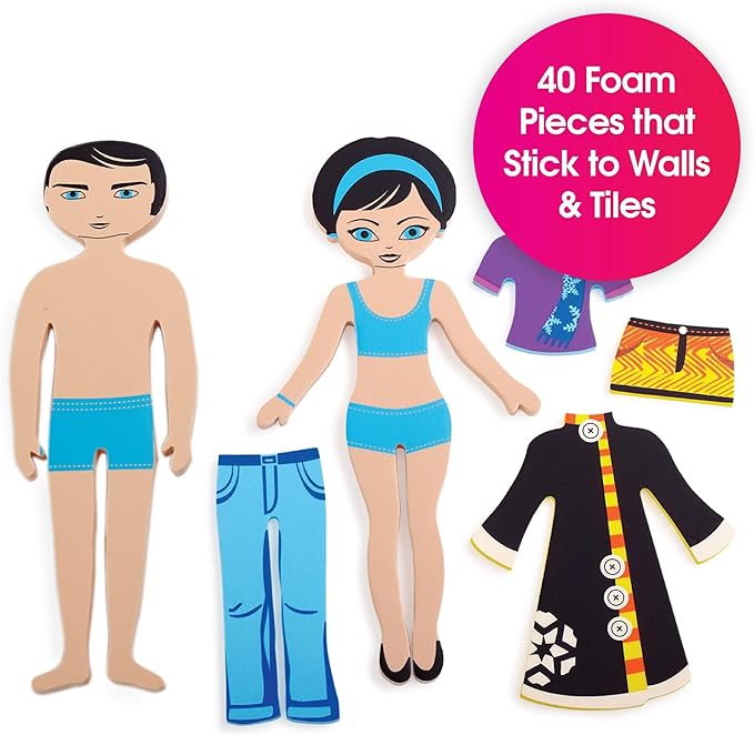 Edushape Magic Creations Foam Sticker Imaginative Bath Tub Activity Play Set, Fashion Theme