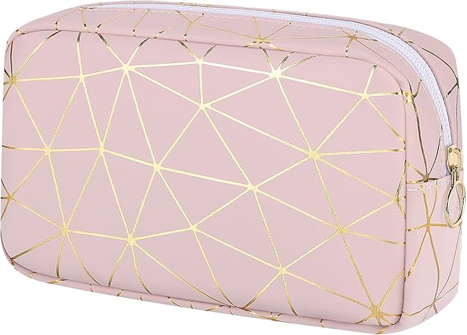 Likesing Period Bag for Girls Womens, Leather Sanitary Napkin Storage Bag, Portable Menstrual Pad Bag Period Pads Pouch (Pink Gold)