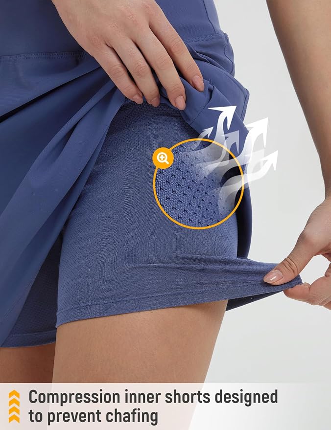baleaf Women's 16" Hiking Cargo Skort with Pockets Knee Length Skirts | 4 Cargo Pockets, High Waisted, Built-In Shorts, UPF 50+ Sun Protection, Quick Dry, Stretch, Hiking, Golf, Outdoor, Casual