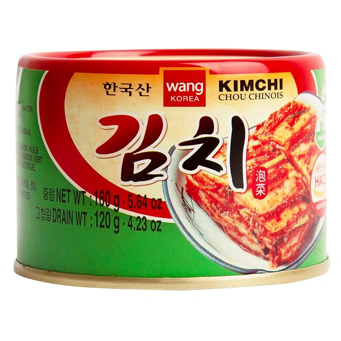 Wang Korean Canned Kimchi – Authentic Fermented Napa Cabbage with Gochugaru | Multi-Purpose Kimchi Rich in Probiotics | Spicy Korean Flavor | 5.64 oz, Pack of 1