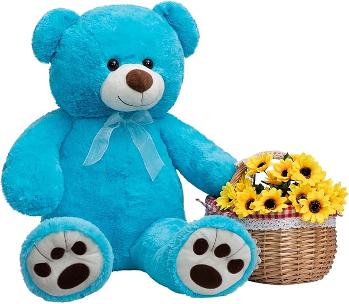 HollyHOME 3 ft Teddy Bear Stuffed Animal Big Teddy Bear Soft Plush Toy for Girlfriend Kids 36 inches Lake Blue