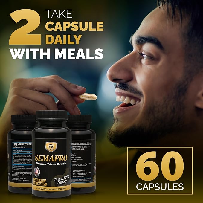 Extreme Semen Volumizer and Male Energy Formula - All Natural Endurance, Stamina & Semen Health - 60 caps (1 Month Supply)