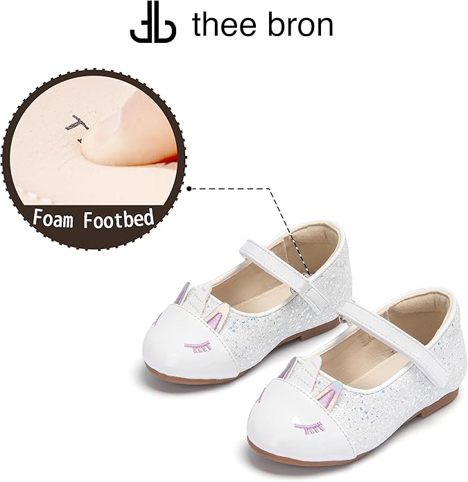 THEE BRON Mary Jane Ballet Flats - Girls' Dress Shoes with Hook & Loop Closure