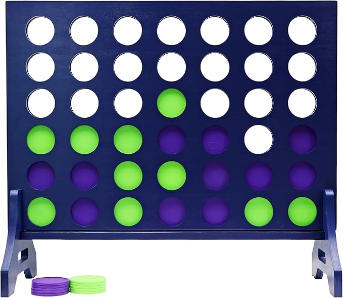 Tailgating Pros Premium Navy Giant Four in a Row with Carrying Case - Jumbo Oversized Outdoor Yard Game - Connect Multiple Pucks in a Row to Win - Many Puck Colors Available!