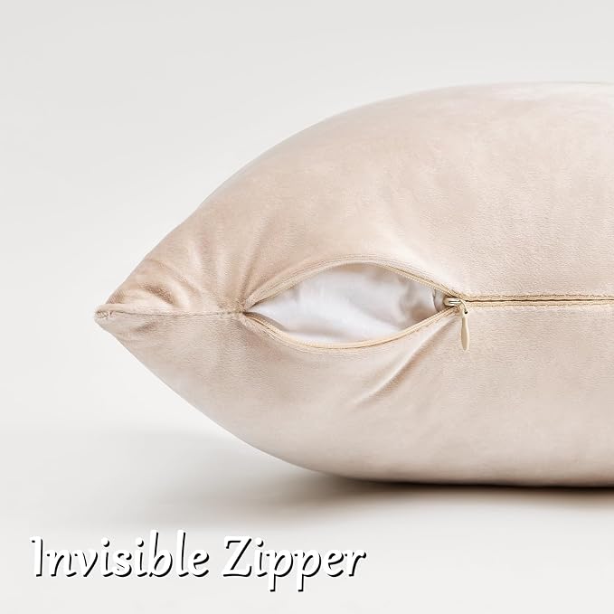 GIGIZAZA Velvet Pillow Covers 22x22 Decorative Pillows Pack of 2 Beige | Champagne Throw Pillows for Couch Sofa,280gsm Soft Textured Fabric,Modern Square Pillowcases,Luxury Cushion Covers