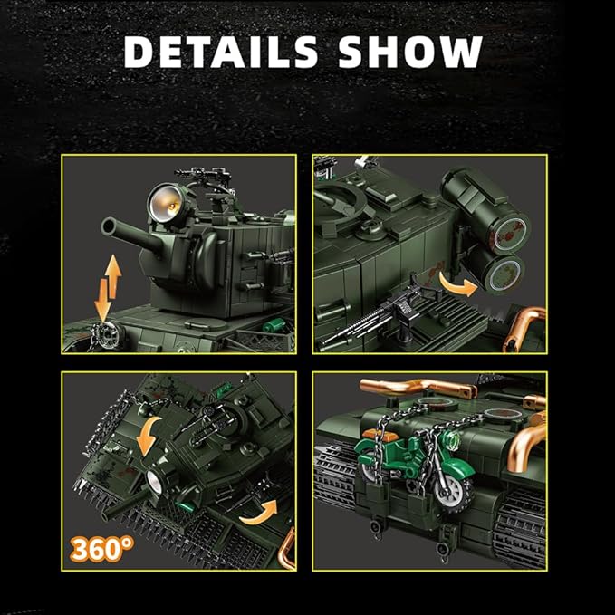 39027 WW2 KV-2 Heavy Tank Building Blocks Set, 2235 Pcs MOC Creative Modular Tank Bricks, Ideal Gift for Military Enthusiasts, Historical Collection Model for Teens and Adults