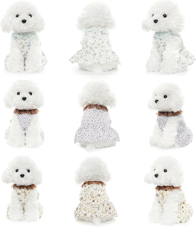 Plush Dog Dresses, Set of 3 - Stuffed Animal Puppy Clothing for 12.6 inch Sitting Dogs