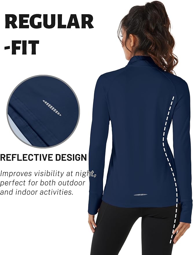 TACVASEN Women's Quarter Zip Sweatshirt Fleece Long Sleeve Workout Pullover | Lightweight Breathable Thermal Fabric,Mock Neck Design,Athletic Tops,Ideal for Gym Running Activities