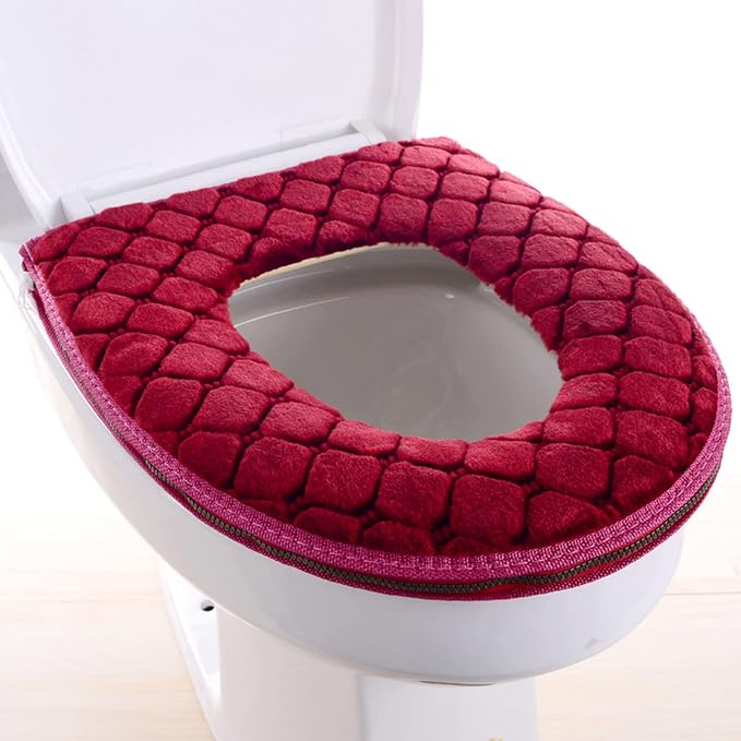 Toilet Seat Cover Pad Toilet Seat Cushion Washable & Comfortable Cover Pads, Fits Most Size Lids Mat U Shaped Covers for Bathroom Pad with Zipper Cushioned Soft Warmer Washable