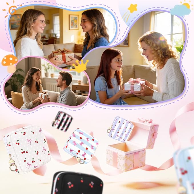 Period Bag for Teen Girls, Canvas Sanitary Napkin Storage Bag with Zipper, Portable Menstrual Pad Bag Tampon Holder for Purse