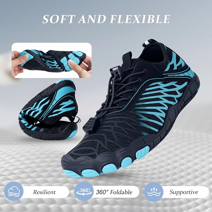 Barefoot Shoes for Women & Men, Grounded Walking Hiking Barefoot Shoes, Wide Toe Box Non-Slip Water Athletic Footwear, Comfortable Vitality Barefoot Footwear, Trail Running Sneakers Unisex