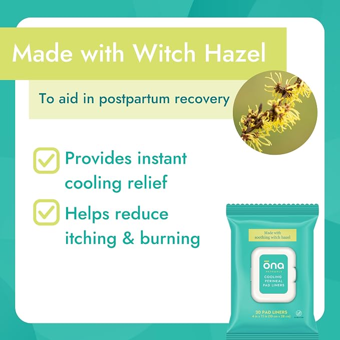 Ona Renewals Perineal Pad Panty Liners for Women - 30 Count - Fragrance-Free - Made with Soothing Witch Hazel - Extra Large Cooling Pads for Postpartum Recovery - Postpartum Essentials