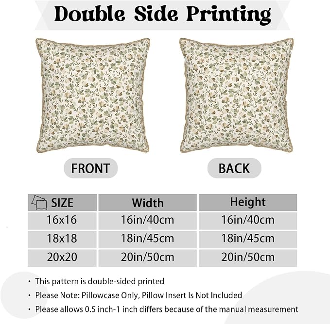 KSLIDS Sage Green Beige Floral Soft Velvet Throw Pillow Covers Set of 2 Vintage Brown Flower Decorative Pillow Covers 18x18 Inch Rustic Pillow Case for Sofa Couch Bedroom Farmhouse Home Decor