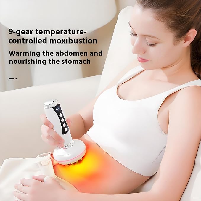 Lymphatic Drainage Massager, Anti Cellulite Massage Tool & Body Sculpting Machine - 4-in-1 Red Light Therapy & Heat for Legs Arms Belly, Moxa Pads Included