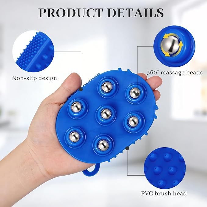 Manual Massage Glove with Head Massager | Lymphatic Roller Ball Massager,Scalp massager,Gua Sha SPA Muscle Release,For Head Face Neck Back Legs Full Body