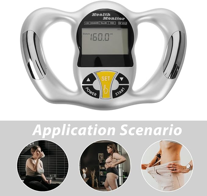 Handheld Body Fat Measuring Device Digital Health Monitor with Bmi Analysis LCD Screen Portable Body Fat Percentage and Calorie Loss Monitor for Home and Fitness Use