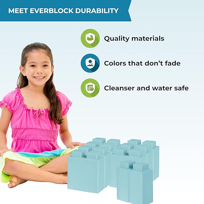 EverBlock 12' x 6' Full Size Plastic Modular Bulk Pack | Giant Building Blocks | Easy to Connect & Reuse | Indoor & Outdoor Use | Build Displays & Structures | Green