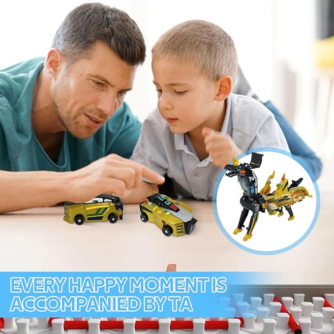 Dinosaur Collision Transforming Car Toy,Magnetic Cars Transform Into Dinosaurs,Transformation Car Toys For Boys & Girls With Transform Feature,Party Gift For Birthday,Christmas (Golden Dragon)