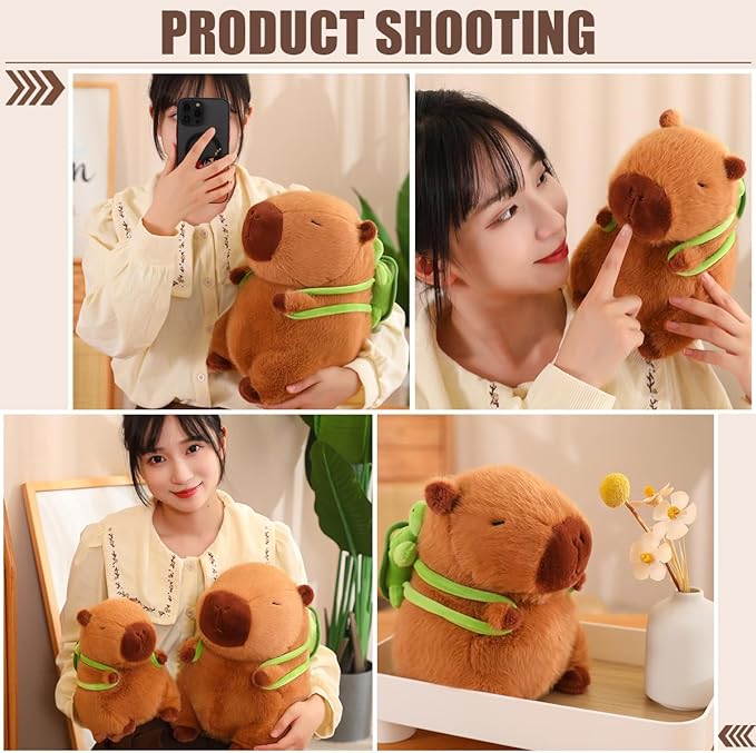 Capybara Plush Toy, Cute Stuffed Animals Kawaii Capibara Plush Pillow Christmas Birthday Easter Valentine's Day Gift for Kids Boys Girls (9" Turtle Capybara)