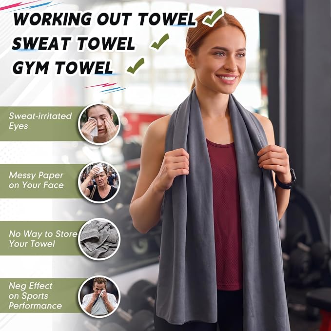 Mixweer 4 Pack Gym Microfiber Bath Towels 63"x32" Extra Large Shower Towel Lightweight Oversized Fast Drying Bathtowel for Gym Sports Travel Camping(Royal Blue, Military Green, Dark Gray, Medium Gray)