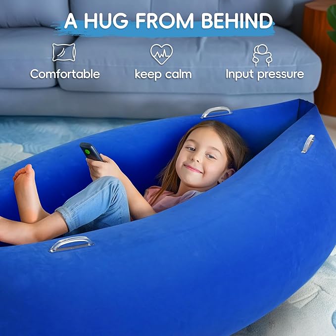OUTREE Sensory Chair for Kids,60" Includes Electric Air Pump,Inflatable Sensory pod for Children, Sensory Toys for Kids with Autism,Sensory Peapod,Blue