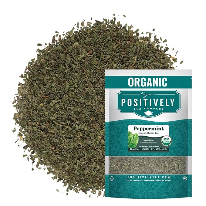 Organic Positively Tea Company, Peppermint Leaf, Herbal Tea, Loose Leaf, 4 Ounce