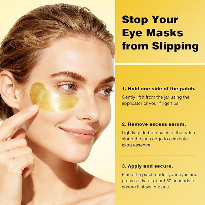Juland Under Eye Patches 60PCS, 24K Gold Collagen Eye Mask for Puffy Eyes, Hydrating Eye Pads with Hyaluronic Acid, Vitamin C & Castor Oil, Anti-Aging Under Eye Treatment to Smooth Fine Lines, 1Pack