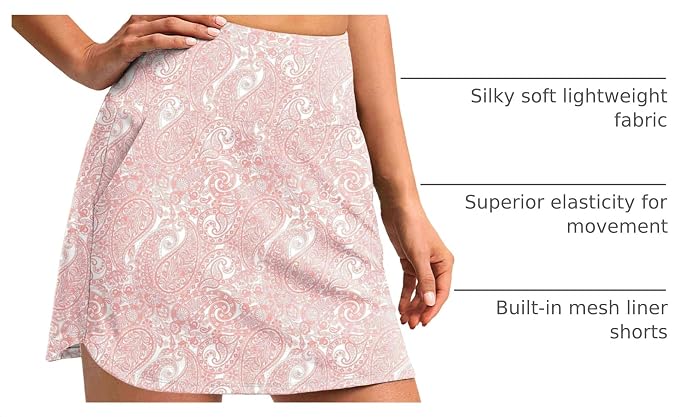 16'' Skorts for Women with 4 Pockets Athletic Tennis Golf Skirt | Built-in Shorts, High Waisted, Stretchy, A Line, Casual, Pickleball, Skort